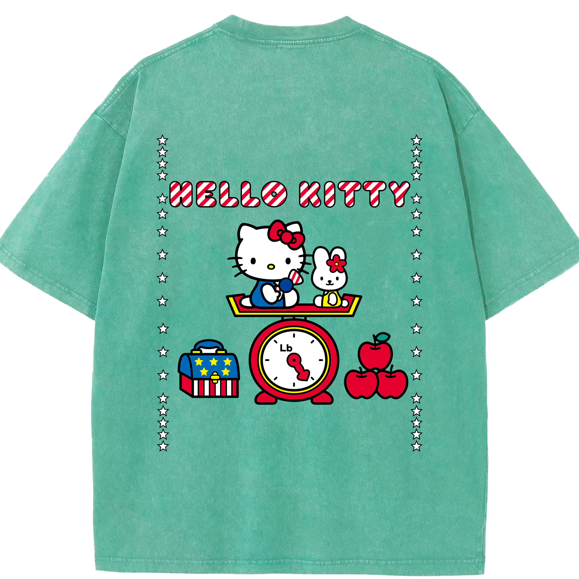 （画像用） Hello Kitty ハローキティ 綿100% ヴィンテージ風 半袖Tシャツ（背面プリント）